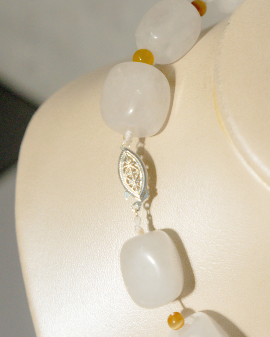 Collar Cuarzo Rosa Blocks Silver